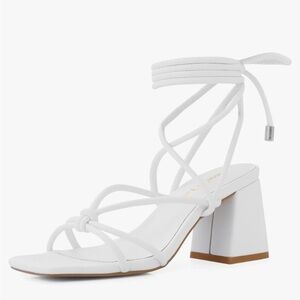 Elegant White Strappy Block Heel Sandals